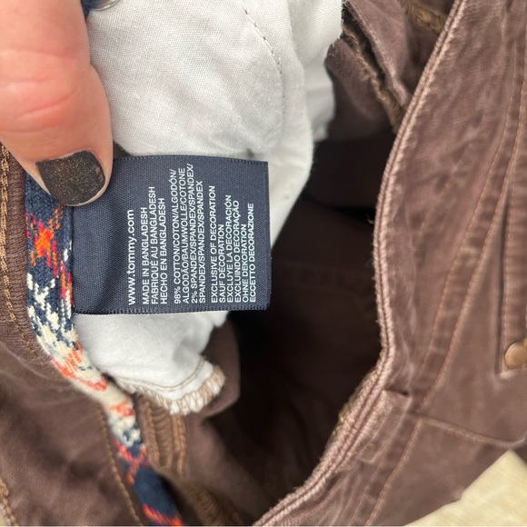 Y2K Tommy Hilfiger 0 brown jeans low rise flare leg flap pockets retro classic - Picture 9 of 9